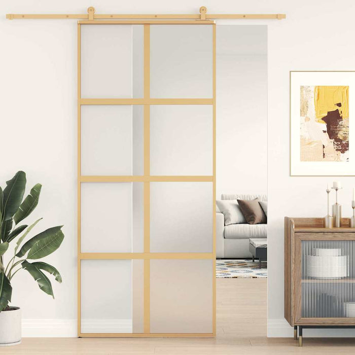 Ușă glisantă, auriu, 90x205 cm, sticlă ESG mată și aluminiu WALTI