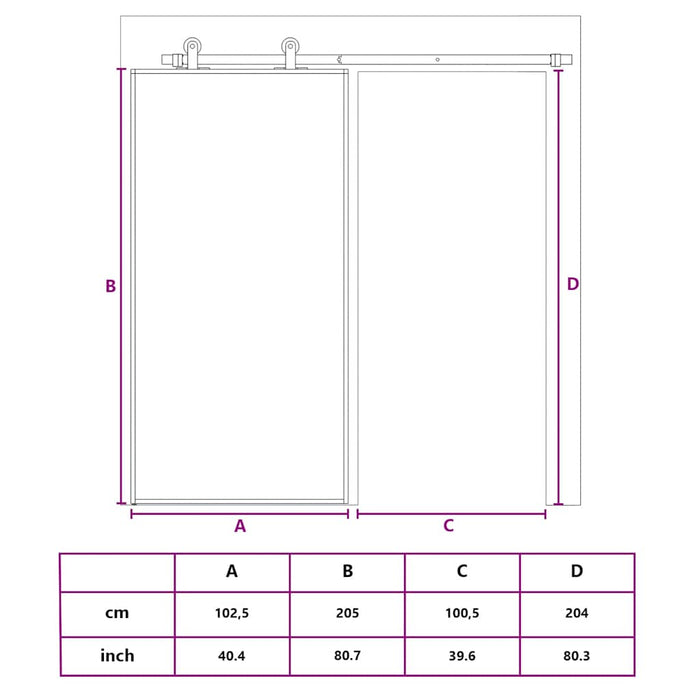 Ușă glisantă, auriu, 102,5x205 cm, sticlă ESG mată și aluminiu WALTI