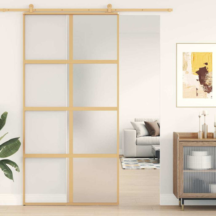 Ușă glisantă, auriu, 102,5x205 cm, sticlă ESG mată și aluminiu WALTI