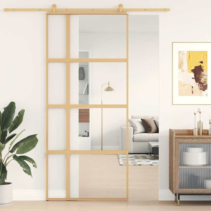 Ușă glisantă, auriu, 90x205 cm, sticlă ESG mată și aluminiu WALTI