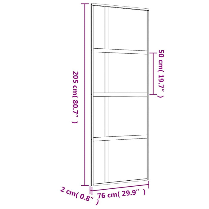 Ușă glisantă, auriu, 76x205 cm, sticlă ESG mată și aluminiu WALTI