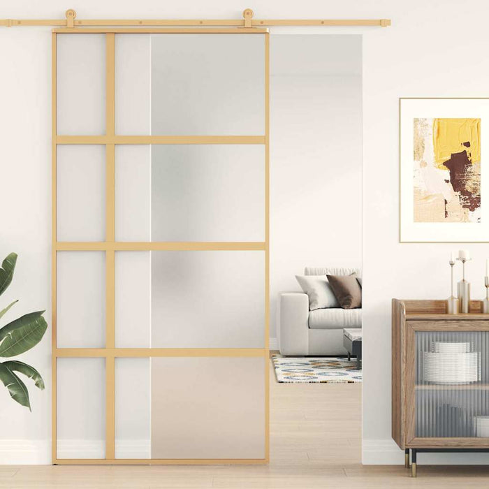 Ușă glisantă, auriu, 102,5x205 cm, sticlă ESG mată și aluminiu WALTI