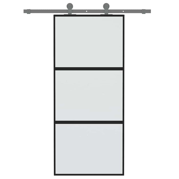 Ușă glisantă, negru, 90x205 cm, sticlă securizată și aluminiu - WALTI WALTI