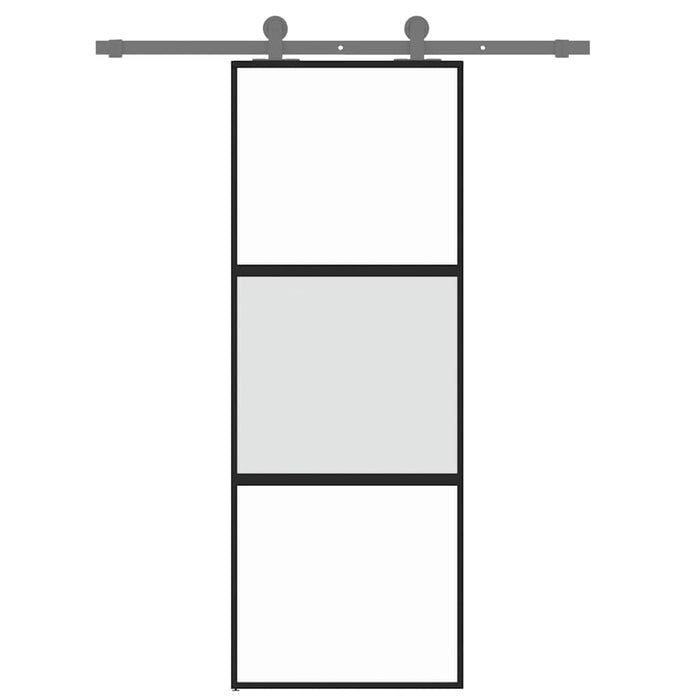 Ușă glisantă, negru, 76x205 cm, sticlă securizată și aluminiu WALTI