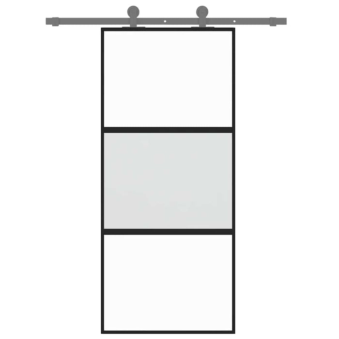 Ușă glisantă, negru, 90x205 cm, sticlă securizată și aluminiu - WALTI WALTI