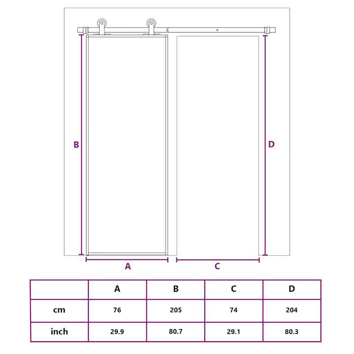 Ușă glisantă, alb, 76x205 cm, sticlă securizată/aluminiu WALTI