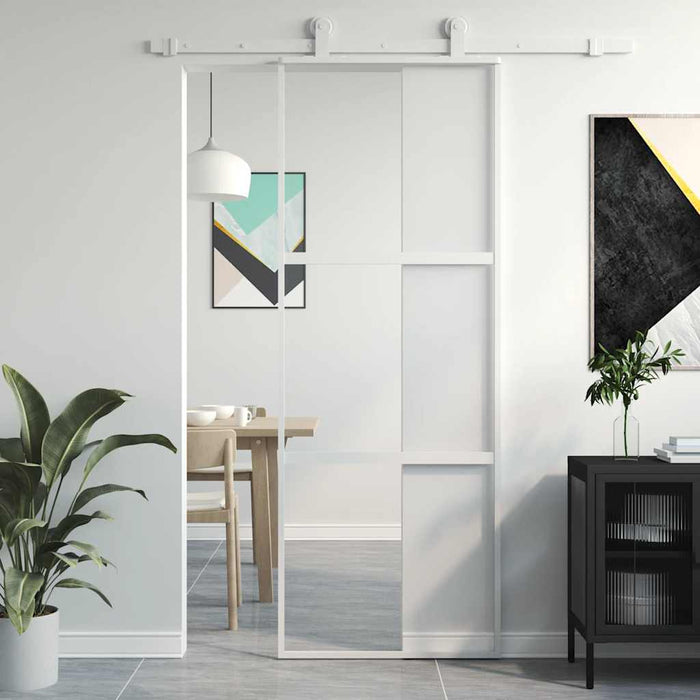 Ușă glisantă, alb, 76x205 cm, sticlă securizată/aluminiu WALTI