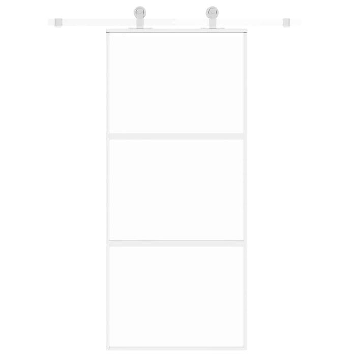 Ușă glisantă, alb, 90x205 cm, sticlă securizată/aluminiu WALTI
