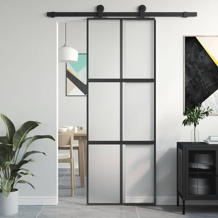 Ușă glisantă, negru, 76x205 cm, sticlă securizată și aluminiu - WALTI WALTI