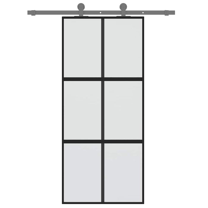 Ușă glisantă, negru, 90x205 cm, sticlă securizată și aluminiu - WALTI WALTI