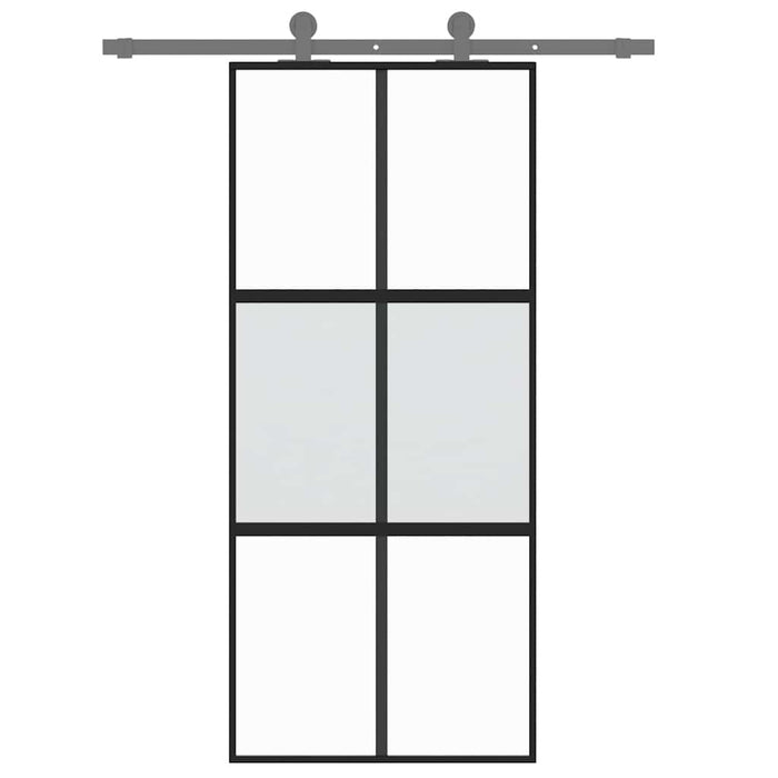 Ușă glisantă, negru, 90x205 cm, sticlă securizată și aluminiu - WALTI WALTI