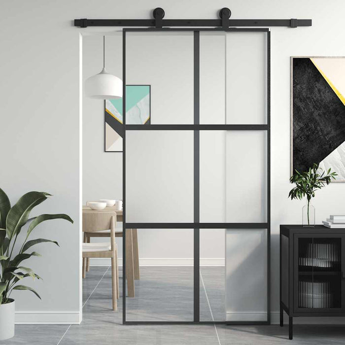 Ușă glisantă, negru, 102,5x205 cm, sticlă securizată/aluminiu - WALTI WALTI