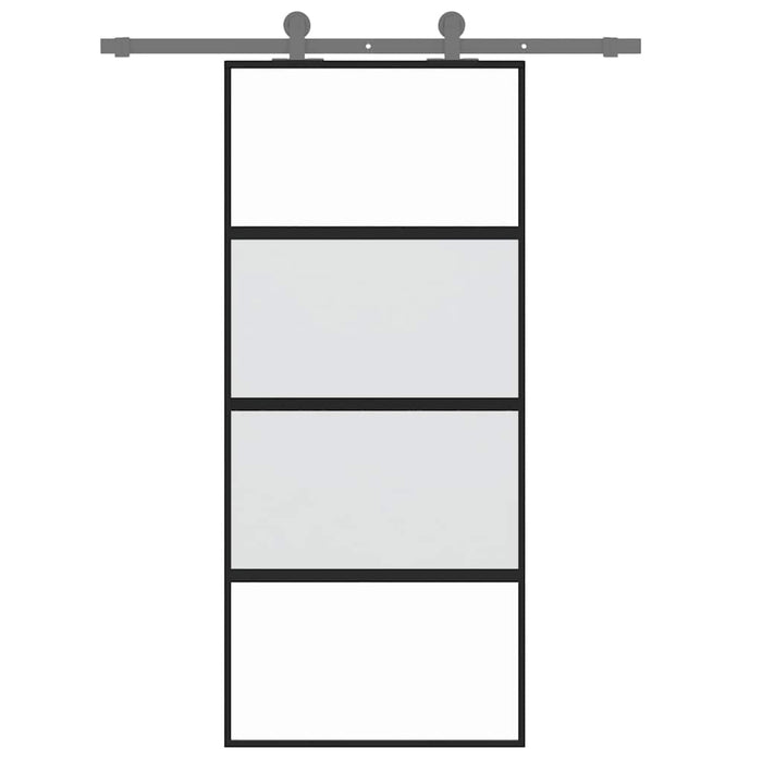 Ușă glisantă, negru, 90x205 cm, sticlă securizată și aluminiu - WALTI WALTI