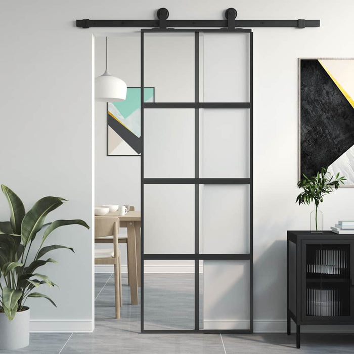 Ușă glisantă, negru, 76x205 cm, sticlă securizată și aluminiu - WALTI WALTI