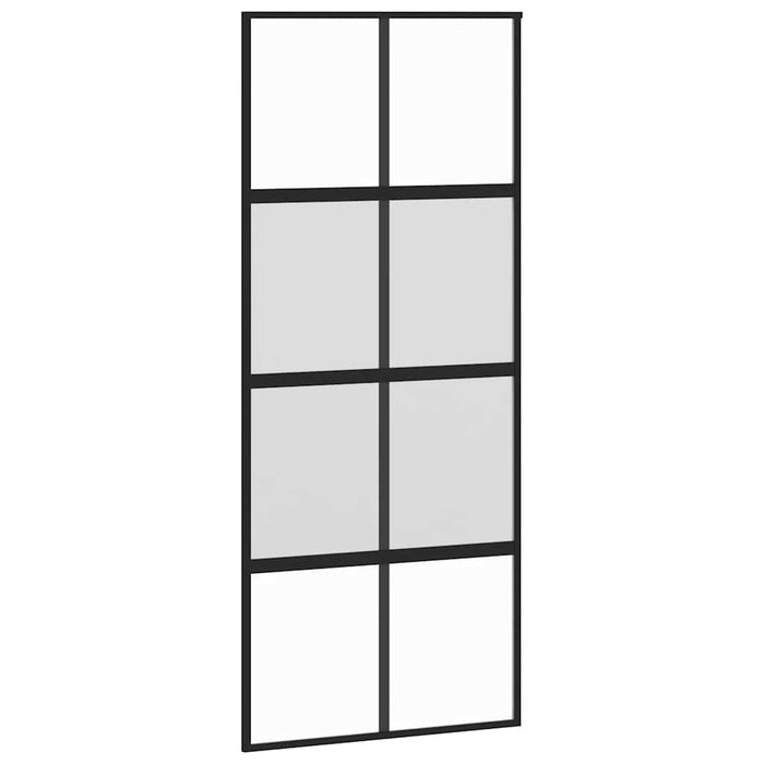 Ușă glisantă, negru, 90x205 cm, sticlă securizată și aluminiu WALTI