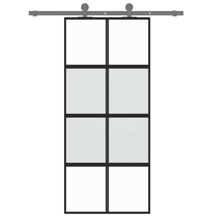 Ușă glisantă, negru, 90x205 cm, sticlă securizată și aluminiu WALTI