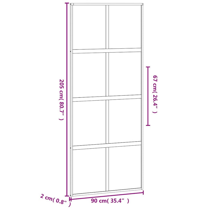 Ușă glisantă, negru, 90x205 cm, sticlă securizată și aluminiu WALTI