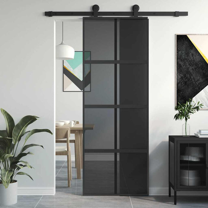 Ușă glisantă, negru, 76x205 cm, sticlă securizată și aluminiu - WALTI WALTI