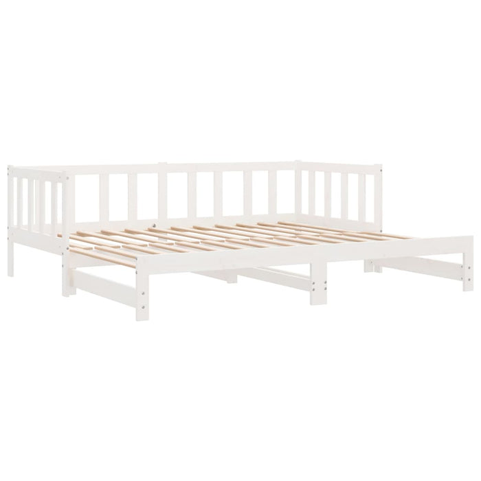 Pat de zi cu extensie, alb, 80x200 cm, lemn masiv de pin WALTI