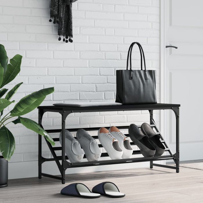 Suport pantofi, negru, 90x30x45 cm, lemn prelucrat - WALTI WALTI
