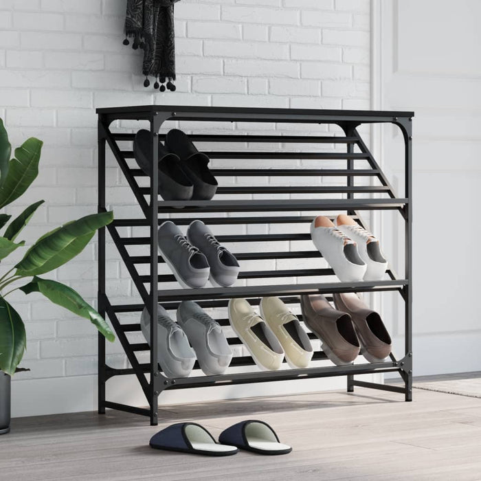 Suport pantofi, negru, 90x30x85 cm, lemn prelucrat - WALTI WALTI