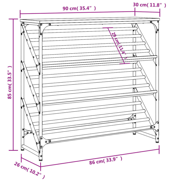 Pantofar, stejar maro, 90x30x85 cm, lemn prelucrat - WALTI WALTI