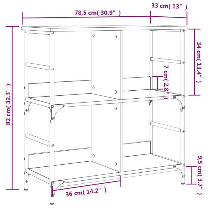Bibliotecă, stejar maro, 78,5x33x82 cm, lemn prelucrat WALTI