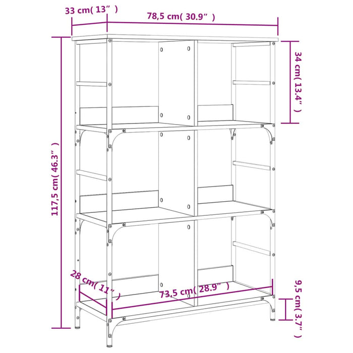 Bibliotecă, negru, 78,5x33x117,5 cm, lemn prelucrat - WALTI WALTI