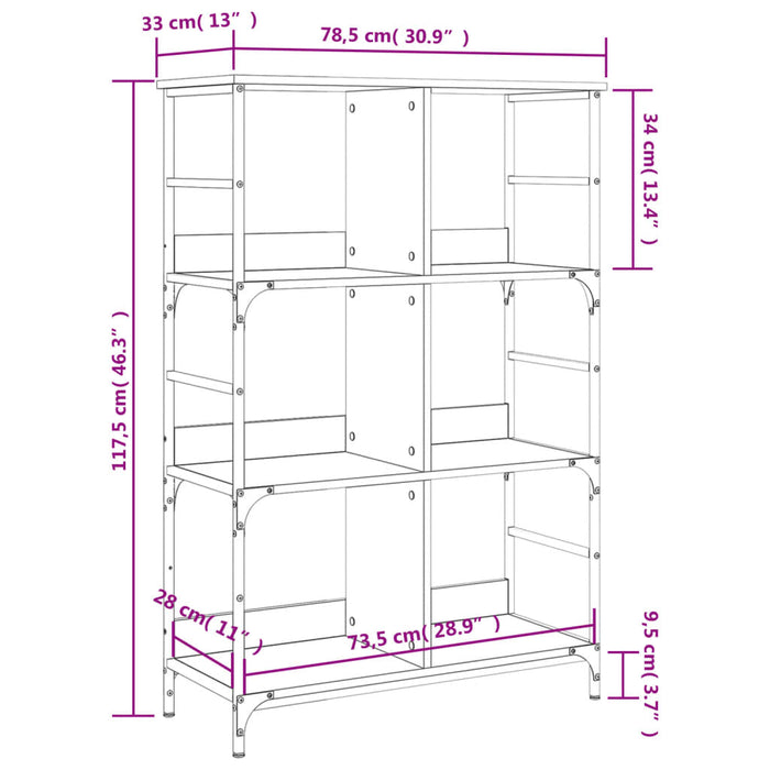 Bibliotecă, stejar sonoma, 78,5x33x117,5 cm, lemn prelucrat - WALTI WALTI