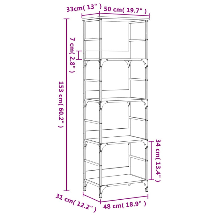 Bibliotecă, stejar sonoma, 50x33x153 cm, lemn prelucrat - WALTI WALTI