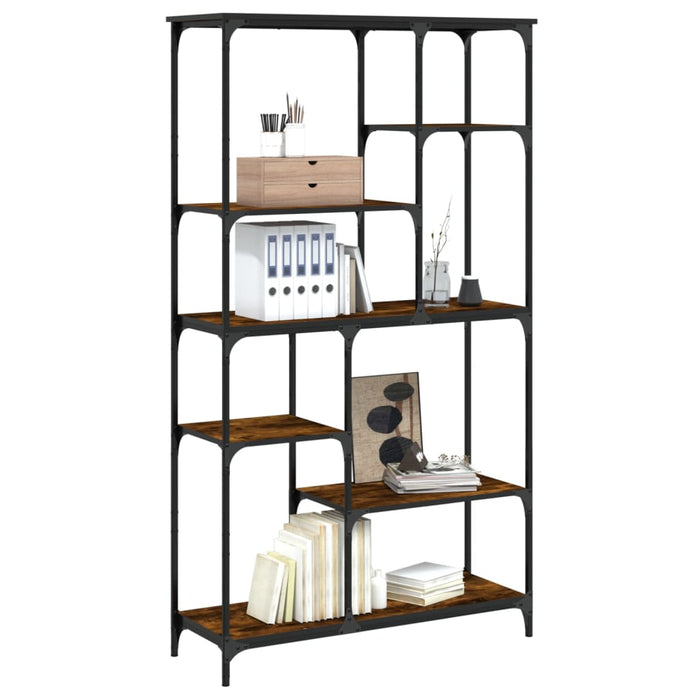 Bibliotecă, stejar fumuriu 99x35,5x176cm lemn prelucrat și oțel WALTI