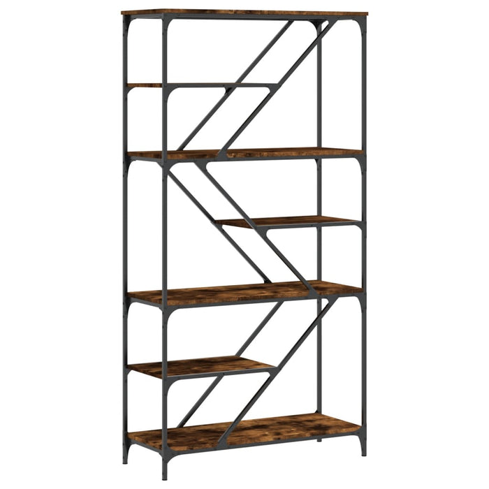 Bibliotecă, stejar fumuriu, 91x36x176 cm, lemn prelucrat/oțel - WALTI WALTI