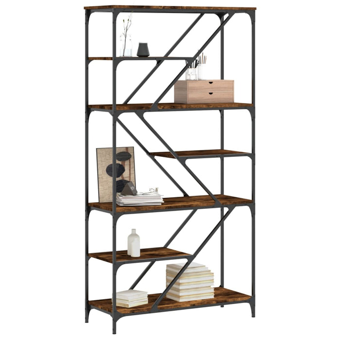 Bibliotecă, stejar fumuriu, 91x36x176 cm, lemn prelucrat/oțel - WALTI WALTI