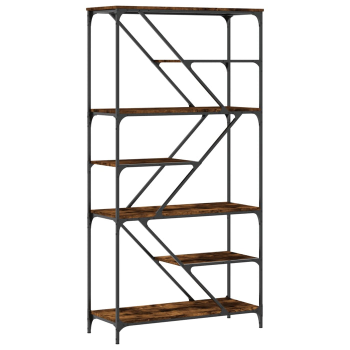 Bibliotecă, stejar fumuriu, 91x36x176 cm, lemn prelucrat/oțel - WALTI WALTI