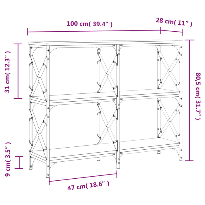 Măsuță consolă, negru, 100x28x80,5 cm, lemn compozit WALTI