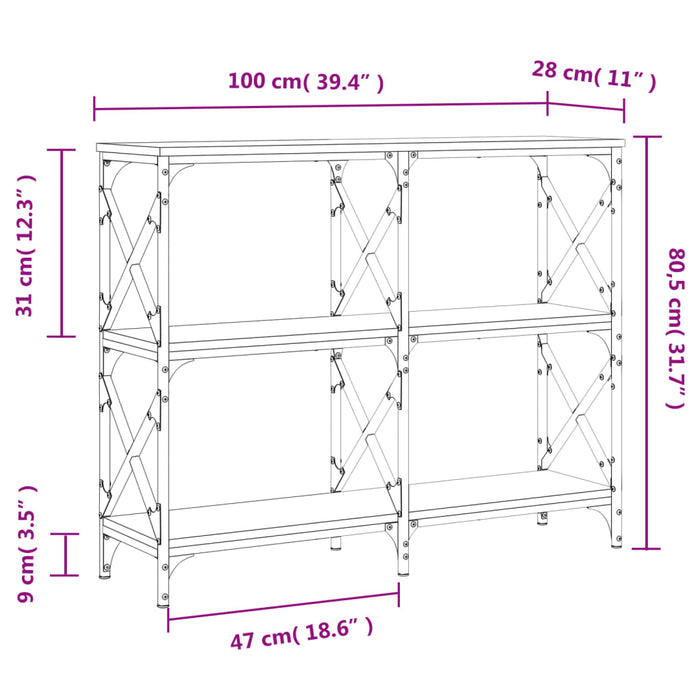 Măsuță consolă, gri sonoma, 100x28x80,5 cm, lemn prelucrat WALTI