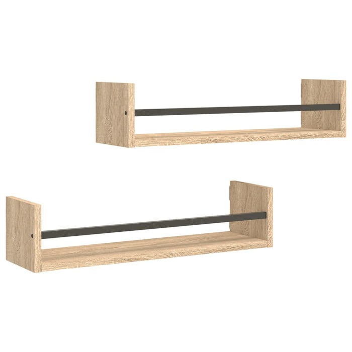 Rafturi de perete cu bare, 2 buc, stejar sonoma, 60x16x14 cm - WALTI WALTI
