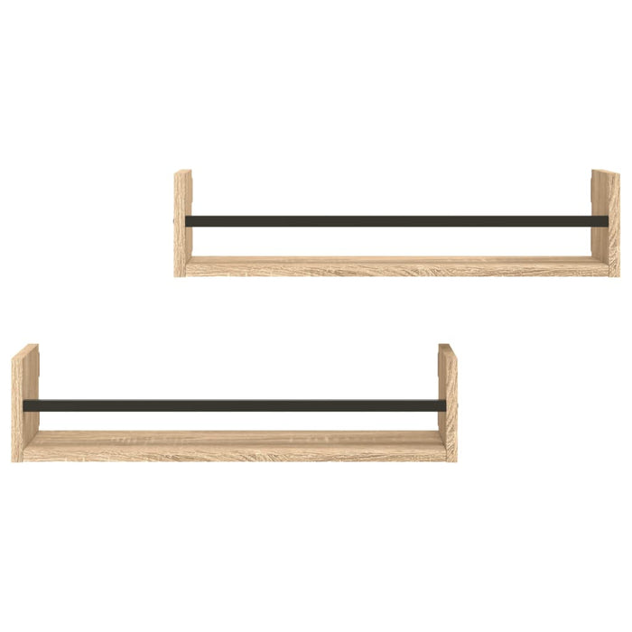 Rafturi de perete cu bare, 2 buc, stejar sonoma, 60x16x14 cm - WALTI WALTI