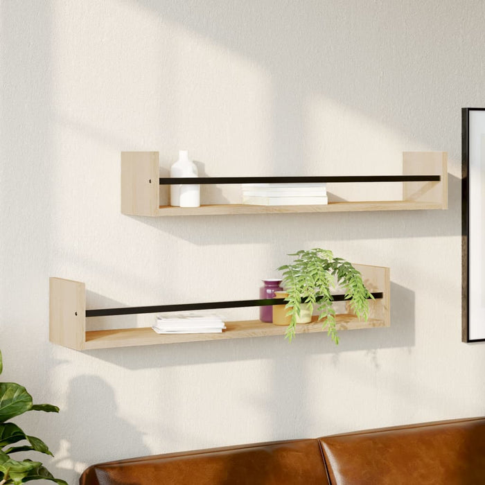 Rafturi de perete cu bare, 2 buc, stejar sonoma, 80x16x14 cm - WALTI WALTI