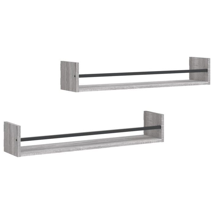Rafturi de perete cu bare, 2 buc, gri sonoma, 80x16x14 cm - WALTI WALTI