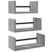 Set rafturi perete cu bare, 3 buc, gri sonoma, lemn prelucrat - WALTI WALTI