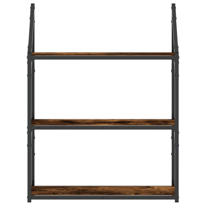 Raft cu 3 niveluri, stejar afumat, 60x21x78,5 cm lemn prelucrat - WALTI WALTI