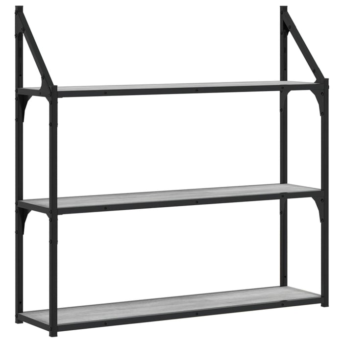 Raft cu 3 niveluri, gri sonoma, 80x21x78,5 cm, lemn prelucrat - WALTI WALTI