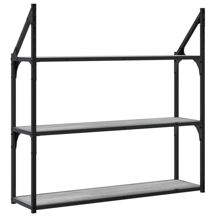 Raft cu 3 niveluri, gri sonoma, 80x21x78,5 cm, lemn prelucrat - WALTI WALTI