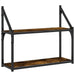 Raft cu 2 niveluri, stejar afumat, 60x21x51 cm, lemn prelucrat - WALTI WALTI