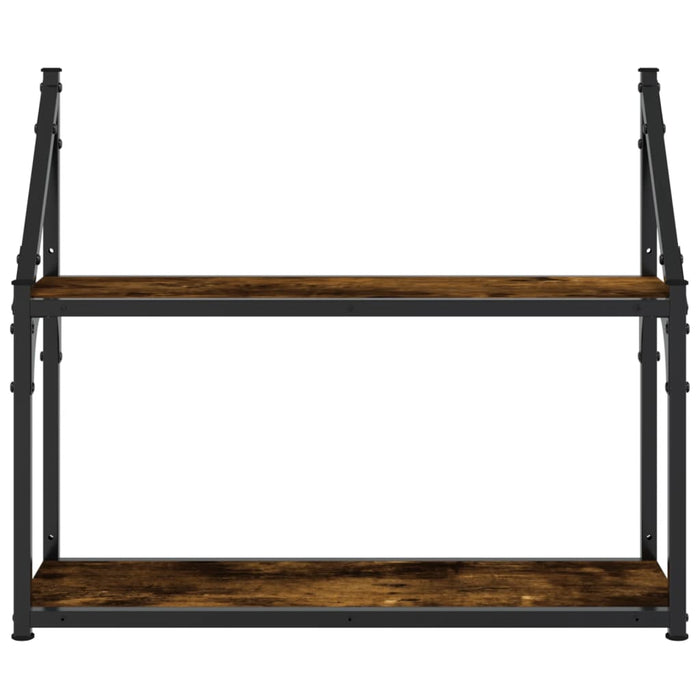 Raft cu 2 niveluri, stejar afumat, 60x21x51 cm, lemn prelucrat - WALTI WALTI
