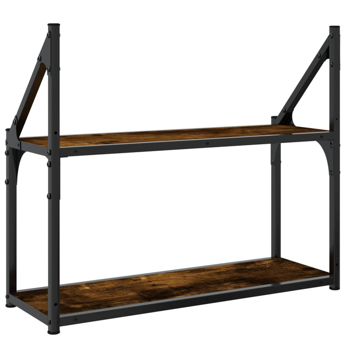 Raft cu 2 niveluri, stejar afumat, 60x21x51 cm, lemn prelucrat - WALTI WALTI