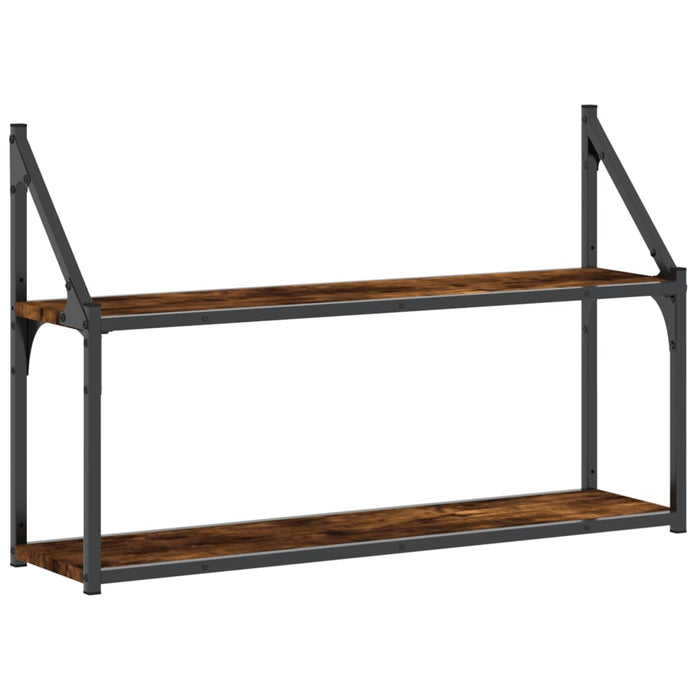 Raft cu 2 niveluri, stejar afumat, 80x21x51 cm, lemn prelucrat - WALTI WALTI