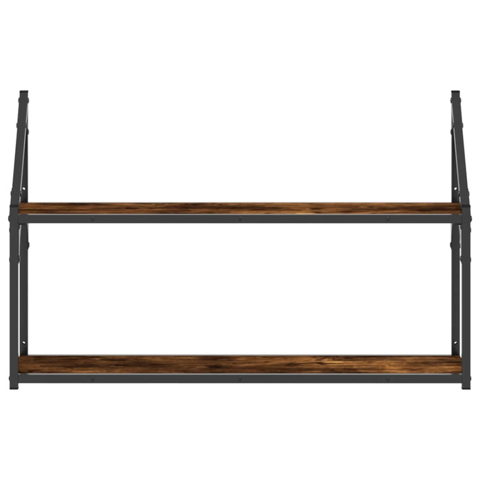 Raft cu 2 niveluri, stejar afumat, 80x21x51 cm, lemn prelucrat - WALTI WALTI