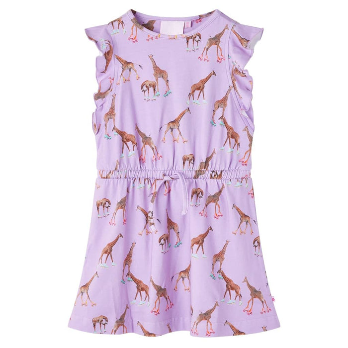 Rochie de copii, mâneci cu volane șnur talie, lila 128 WALTI